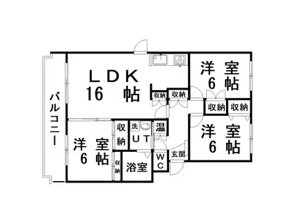 ビラ新釧路(3LDK/3階)の間取り写真