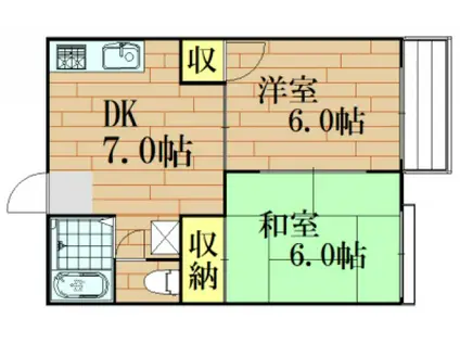 ハイドリーム(2DK/1階)の間取り写真
