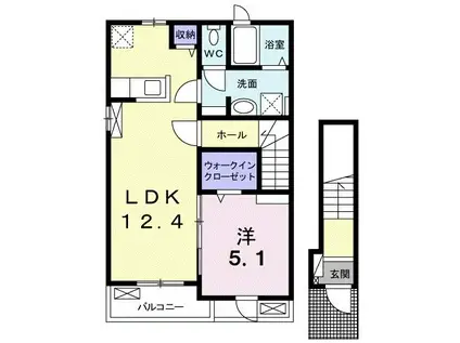 レジデンス北岩田 II(1LDK/2階)の間取り写真