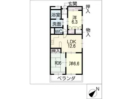 ニューウエスト児玉(3LDK/6階)の間取り写真