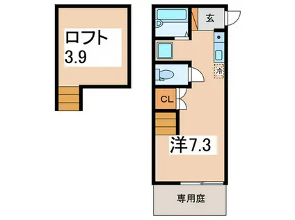 JSII(ワンルーム/1階)の間取り写真