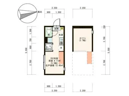 ミカシータ亀戸(ワンルーム/2階)の間取り写真