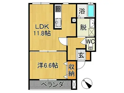 建山ビル(1LDK/3階)の間取り写真