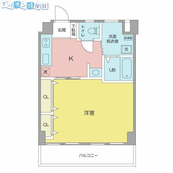 メゾンカフカス(1K/1階)の間取り写真