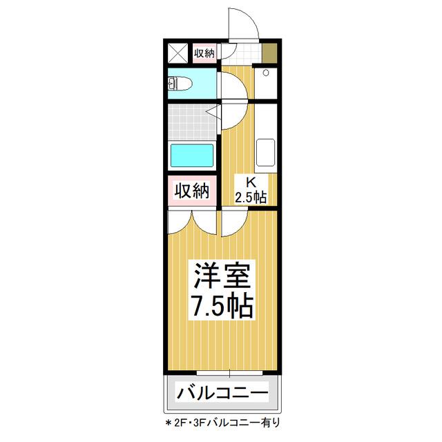 パークハイツ島内(1K/2階)の間取り写真