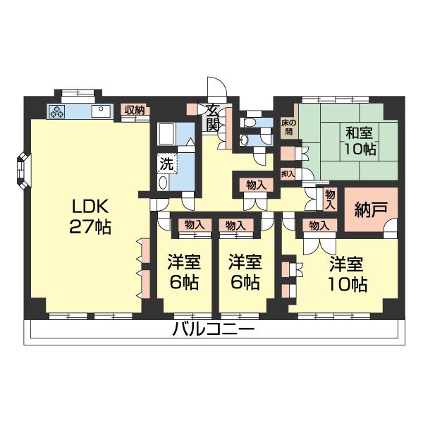ヤマイチPLAZAメゾンベア(4LDK/4階)の間取り写真