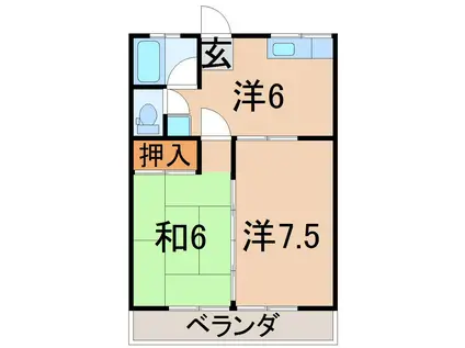 ぐりーんふらっつ(2DK/1階)の間取り写真