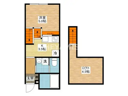 ラ・フィーネAINO(1SK/2階)の間取り写真