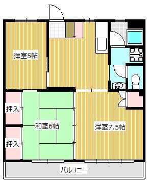 斉丸マンション(3DK/1階)の間取り写真