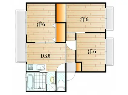 サンビレッジ楠乃A(3DK/2階)の間取り写真