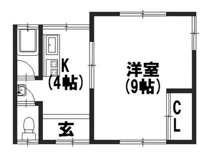 みのり荘(1K/2階)の間取り写真