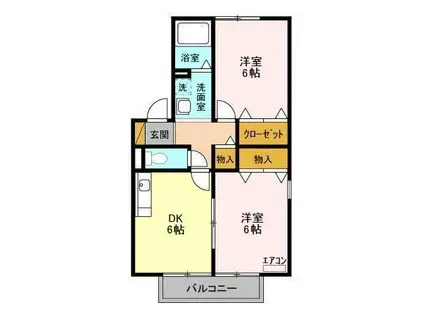 マミ・セントラルハイツE(2DK/2階)の間取り写真