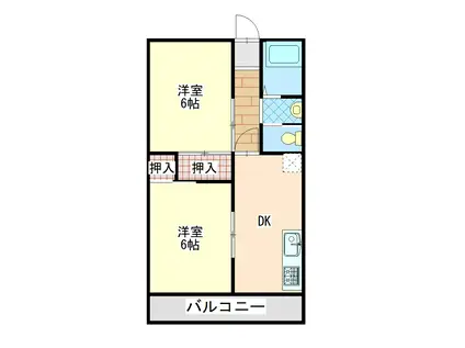 中山マンションII(2DK/2階)の間取り写真