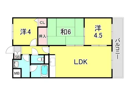 ピースフル本山(3LDK/1階)の間取り写真