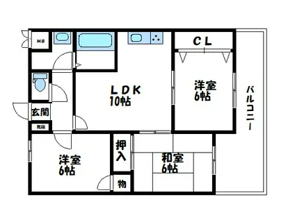 サンシャトー(3LDK/2階)の間取り写真
