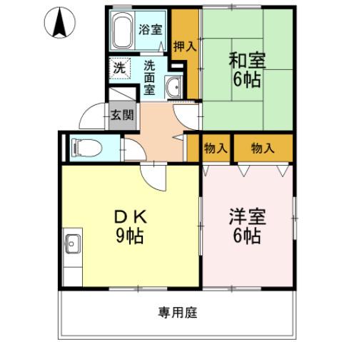 エピナールD(2DK/1階)の間取り写真