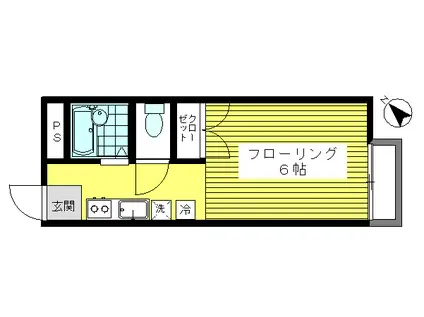 エースハイム(1K/2階)の間取り写真