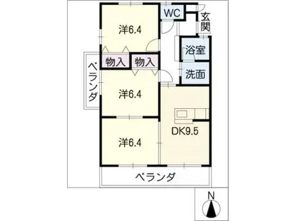 PATRIA(3DK/2階)の間取り写真