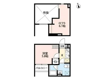 安立荘(1K/2階)の間取り写真