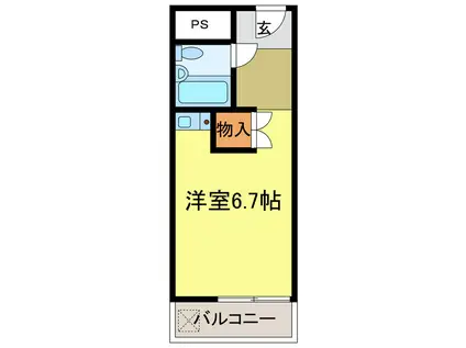 本多ビルディ(ワンルーム/2階)の間取り写真