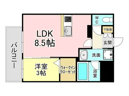 グランフォーレ小倉シティタワー(1LDK/8階)の間取り写真