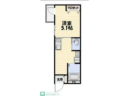 LIKES仁戸名町 A棟 A(1K/1階)の間取り写真