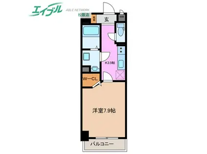 エムズテラス(1K/2階)の間取り写真