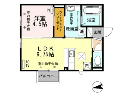石川県金沢市 2階建 築11年(1LDK/2階)の間取り写真