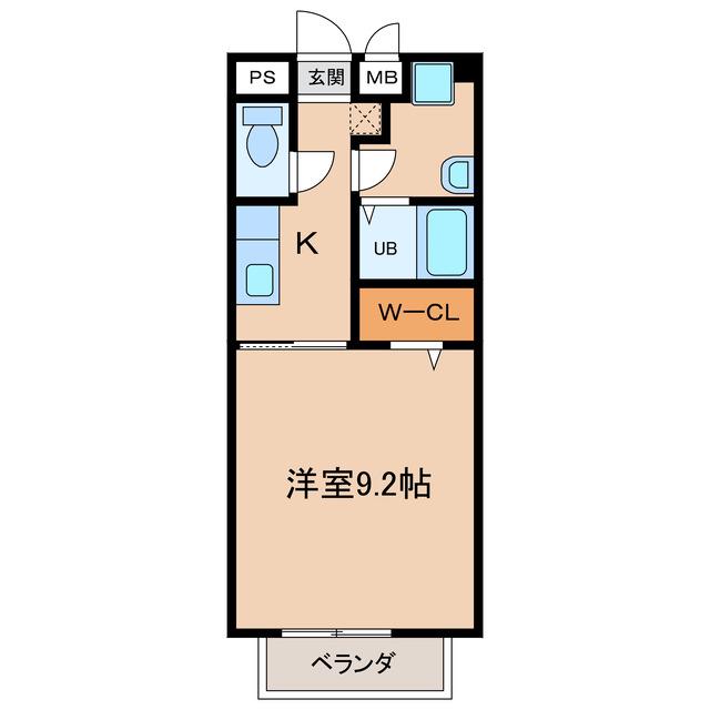 プランドールA棟(1K/1階)の間取り写真