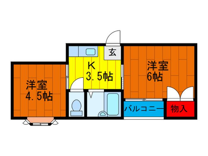 ツーステーションA(2K/1階)の間取り写真