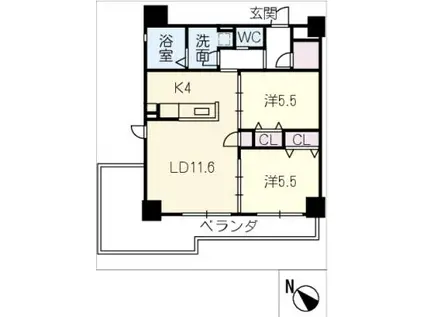 グランテラス藤が丘(2LDK/8階)の間取り写真