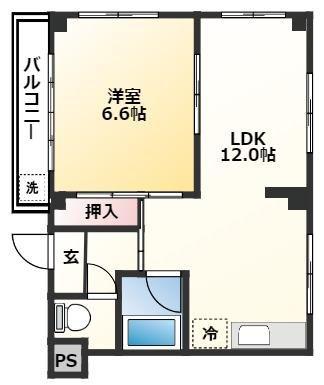 恒心ハイツ(1LDK/2階)の間取り写真