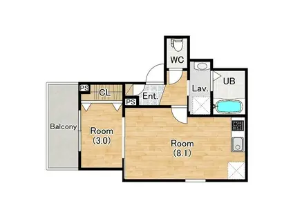 ジーメゾン垂水オアシエ(1LDK/3階)の間取り写真