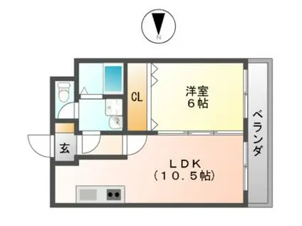 石田ハイツ2号館(1LDK/2階)の間取り写真