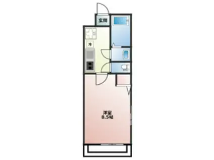 フラッティ谷口園町(1K/1階)の間取り写真