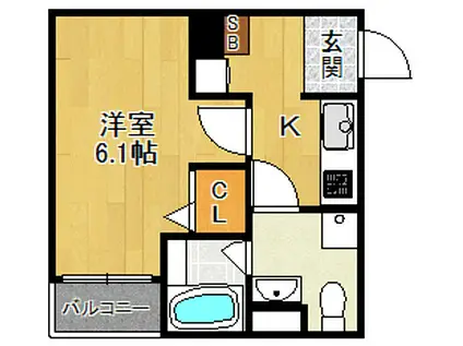 ロワジール宝塚(1K/2階)の間取り写真