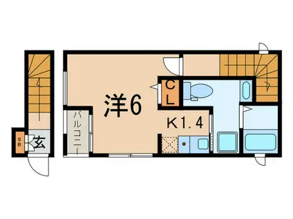 レアージュパーク上池台(1K/2階)の間取り写真