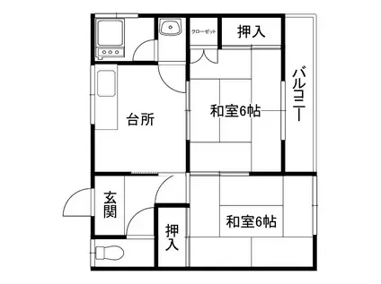 山子荘(2K/2階)の間取り写真