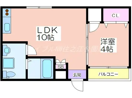 F MAISON 東加賀屋I番館(1LDK/1階)の間取り写真
