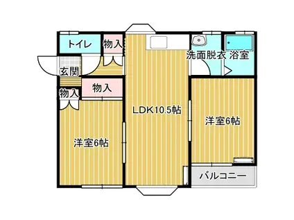 スズランハイツC棟(2LDK/1階)の間取り写真