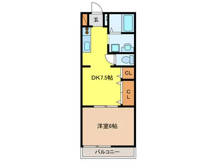 コーポK2(1DK/1階)の間取り写真