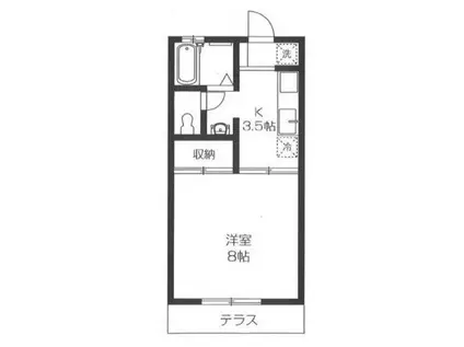 パークサイドA棟(1K/1階)の間取り写真