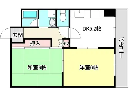 ニューエストタカダ(2DK/5階)の間取り写真