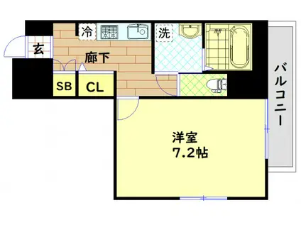 プロシード大阪城南(1K/4階)の間取り写真