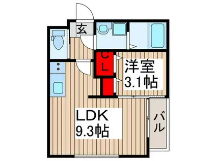 KEIAI RESIDENCE 上尾(1LDK/1階)の間取り写真