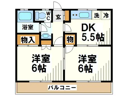 金広第一コーポ(2DK/1階)の間取り写真