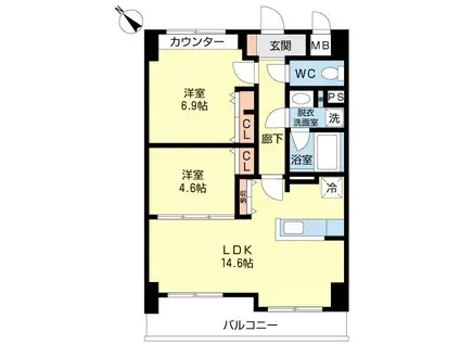 サンアトラスV(2LDK/7階)の間取り写真