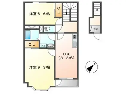 ライフピアAO(2DK/2階)の間取り写真