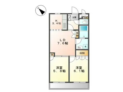 グランド ソレイユ(2LDK/2階)の間取り写真