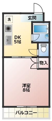 ファミーユII(1DK/3階)の間取り写真